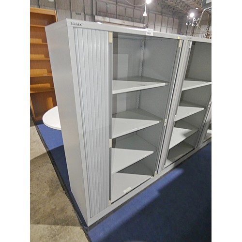 1469 - 1 x Bisley grey metal tambour front cabinet approx 100 x 46 x 165cm high