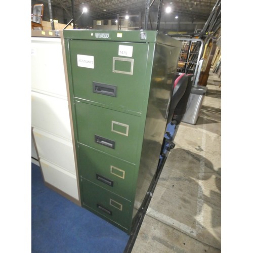 1470 - 1 x dark green metal 4 drawer filing cabinet