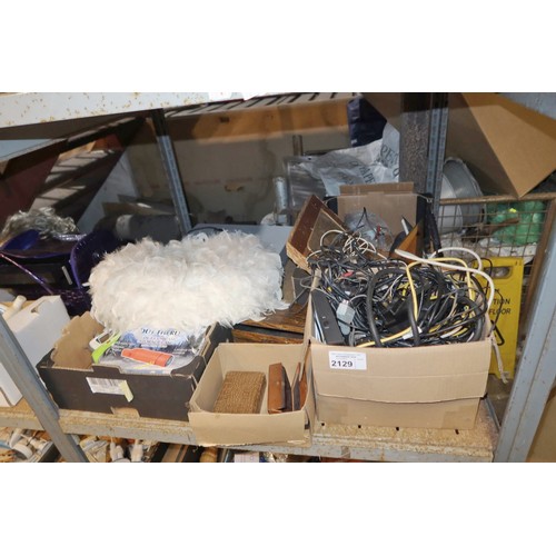 2129 - A quantity of various items including a Tower hot plate 240v, ornaments, electrical items etc. Conte... 