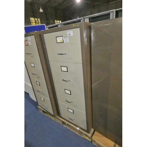 1490 - 1 x fire resisting 4 drawer filing cabinet approx 57 x 73 x 138cm high - key in auction office