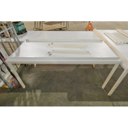 1559 - 2 x IKEA Melltorp white rectangular table both approx 176 x 75cm high - 1 x built and 1 x requires a... 