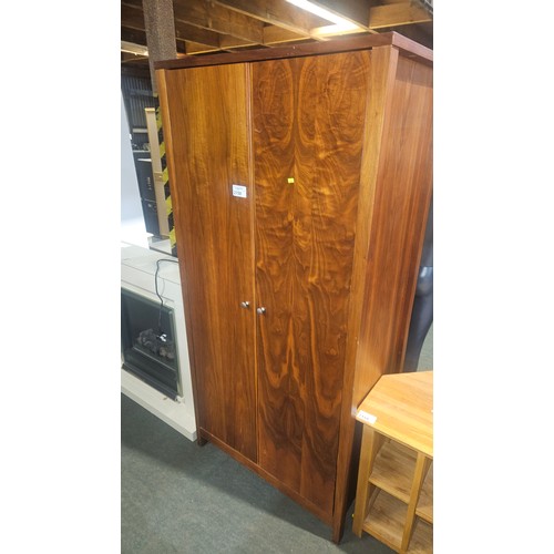 2158 - 1 x dark wood two door wardrobe approx 92 x 60 x 187cm high