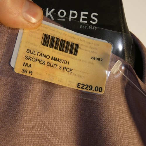 48 - A gentleman's salmon suit by Skopes, jacket 36R & trousers 30R, includes waistcoat, retail price £22... 