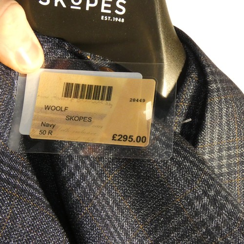 64 - A gentleman's blue check suit by Skopes, jacket 50R & trousers 44R, includes waistcoat, retail price... 