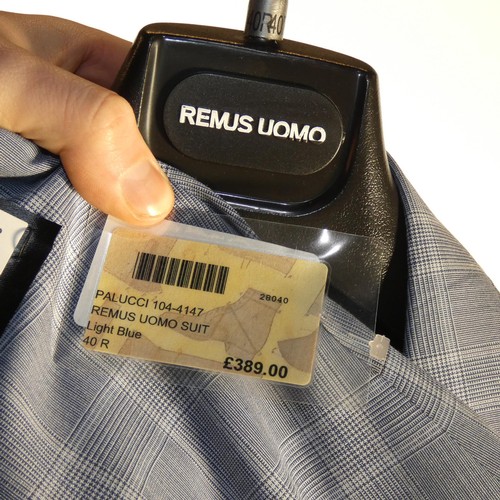 83 - A gentleman's blue check suit by Remus Uomo, jacket 40R & trousers 34R, includes waistcoat, retail p... 