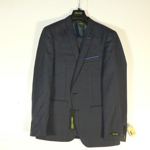 90 - A gentleman's blue check suit by Remus Uomo, jacket 42R & trousers 36R, includes waistcoat, retail p... 