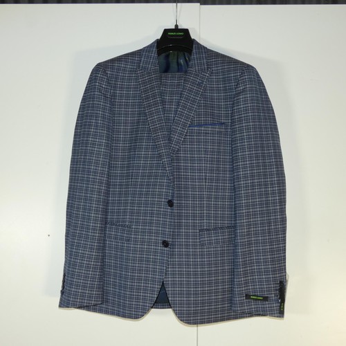 96 - A gentleman's blue check suit by Remus Uomo, jacket 44R & trousers 38R, includes waistcoat, retail p... 