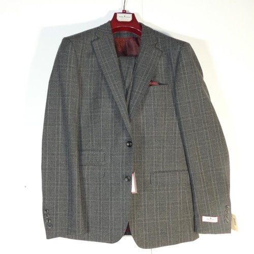 143 - A gentleman's grey check suit by Herbie Frogg, jacket 40R & trousers size unknown, includes waistcoa... 