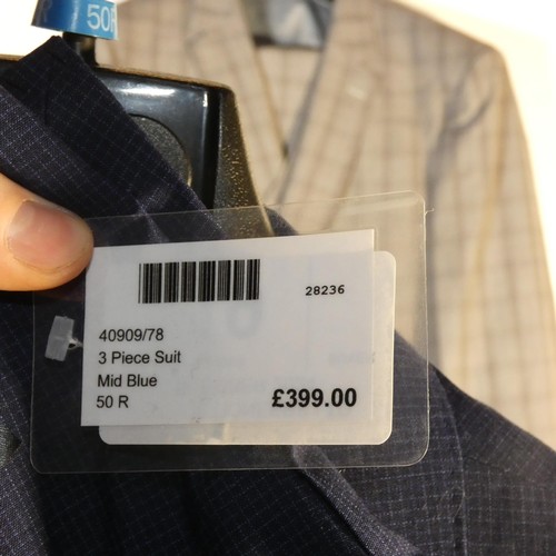 119 - A gentleman's blue check suit by Remus Uomo, jacket 50R & trousers 44R, includes waistcoat, retail p... 