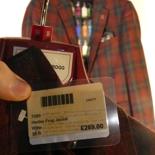 202 - A gentleman's wine check jacket by Herbie Frogg size 38R, retail price £289 - please see pictures fo... 