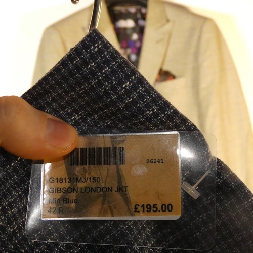 208 - A gentleman's blue check jacket by Gibson size 42R, includes waistcoat, retail price £195 - please s... 