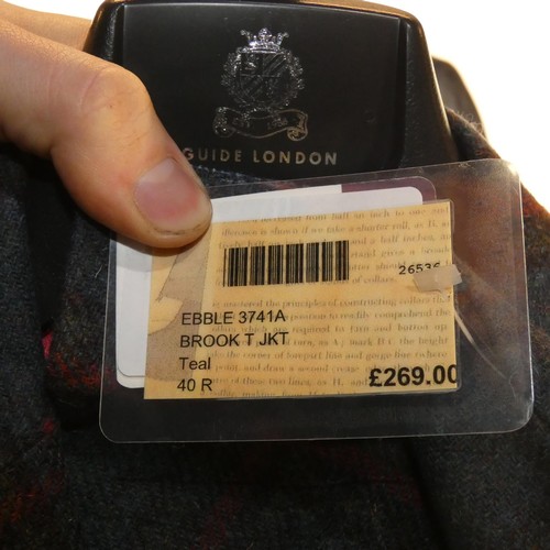 299 - A gentleman's teal check jacket by Brook Taverner size 40R, retail price approx £269 - please see pi... 