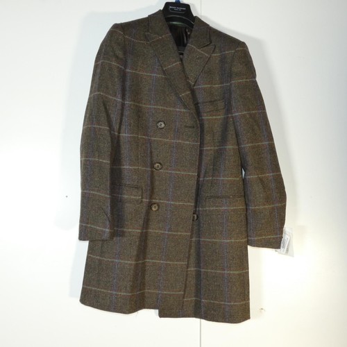 335 - A gentleman's green check overcoat by Hugo James size 36R, retail price approx £249 - please see pic... 