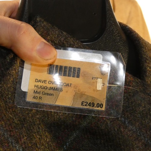 338 - A gentleman's green check overcoat by Hugo James size 40R, retail price approx £249 - please see pic... 