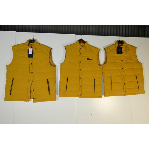 342 - 3 x yellow Gilets by Brook Taverner size 2 x 42R & 1 x 40R retail £99 each