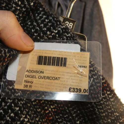 349 - A gentleman's black and white overcoat by Digel size 38R, retail price £339 - please see pictures fo... 