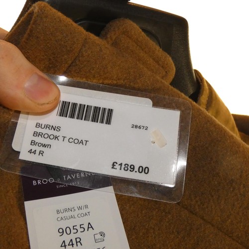 351 - A gentleman's tan overcoat by Brook Taverner size 44R, retail price £189 - please see pictures for m... 