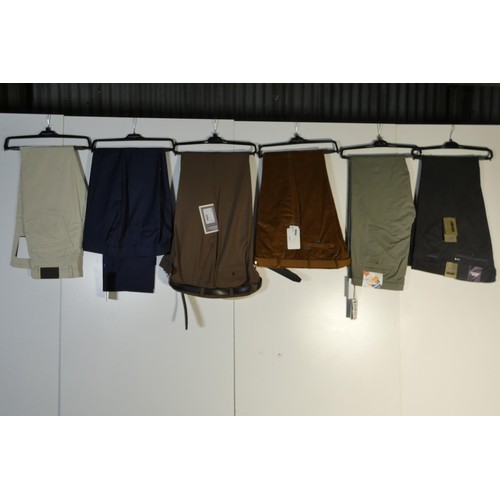 388 - 6 x pairs of various size gentleman's trousers - retail over £300 - please see pictures for more det... 