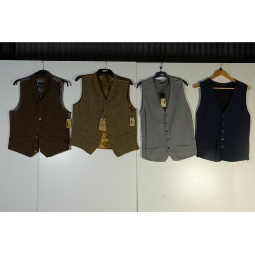 404 - 4 x men's waistcoats size 38 - retail approx £200 - please see pictures for more details