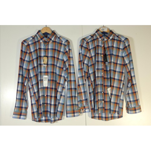 429 - 2 x gentlemen's shirts size 40 - collar 15.5 & 41 collar 16 - retail approx £120 - please see pictur... 