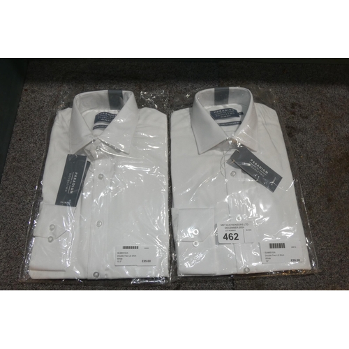 462 - 2 gentleman's white shirts by Double Two, sizes include 15 and 15.5