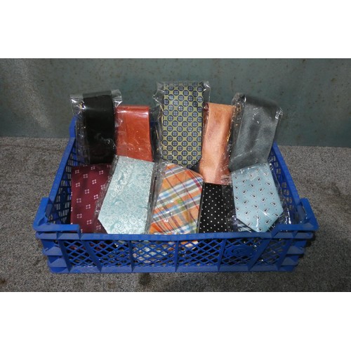 485 - 10 various colour neck ties, please see pictures for more details, contents of 1 basket, basket not ... 