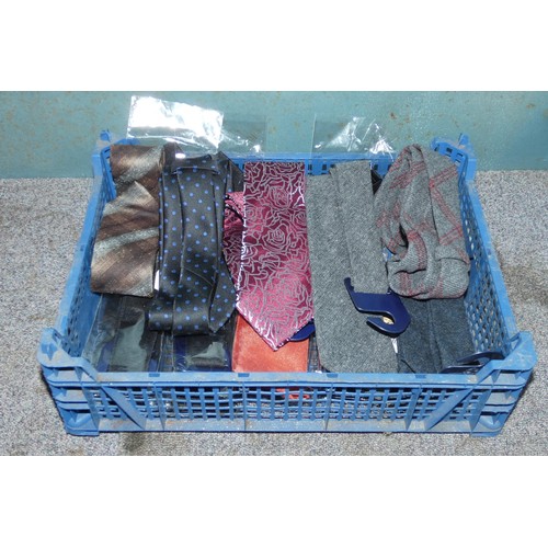 497 - 10 various colour neck ties, please see pictures for more details, contents of 1 basket, basket not ... 