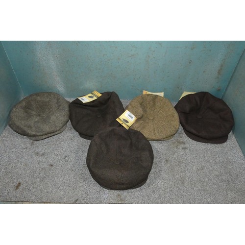 527 - 5 x various colour flat caps, various prices approx £29 each