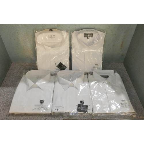 441 - 5 x gentleman's white shirts by Fredrick Theak,  sizes include 16, 19 and 19 3/4