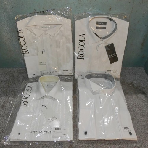 449 - 4 x gentleman's white shirts by Rocola, sizes include 15, 15.5 and 17