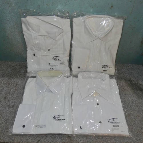 453 - 4 x gentleman's white shirts by Piscador, sizes include 15, 16, 17 and 19