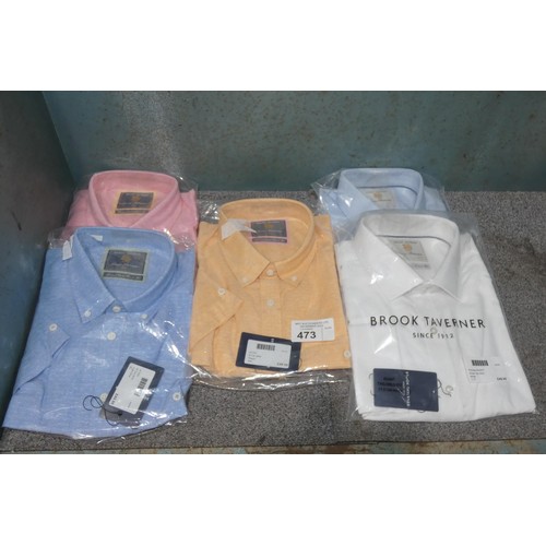 473 - 5 x gentleman's various colour shirts by Brook Taverner, sizes include XL, XXL, 17 and 17.5