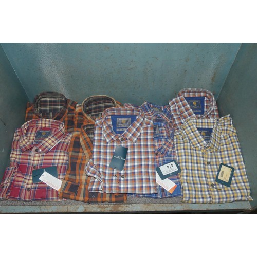 474 - 9 x gentleman's various colour shirts by Brook Taverner, sizes include M, XL and XXL, avg price £59 ... 