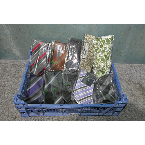 483 - 10 various colour neck ties, please see pictures for more details, contents of 1 basket, basket not ... 