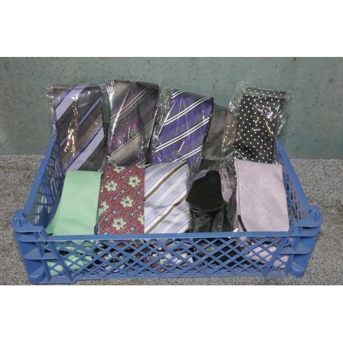 488 - 10 various colour neck ties, please see pictures for more details, contents of 1 basket, basket not ... 