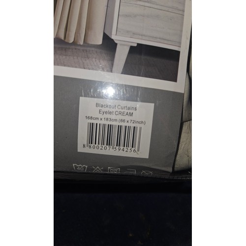 14 - 2 x pairs of Imperial Rooms cream blackout curtains - Details as per the photograph