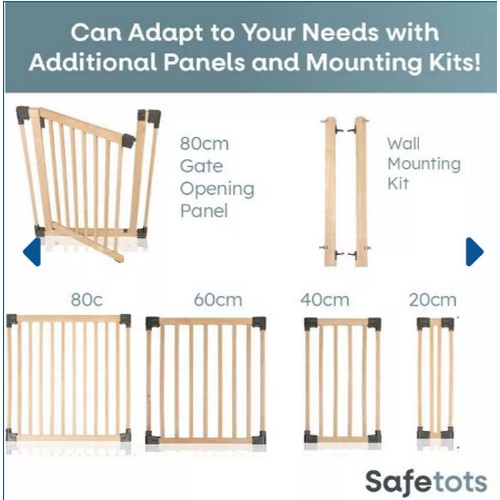 174 - 1 x Safe Tots wooden multi panel gate 80cm