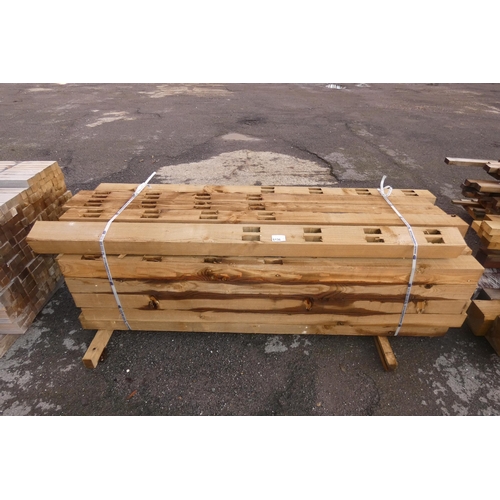 6136 - A quantity of wooden posts, please note these are pre cut for rails each measuring approx 12.5cm x 9... 