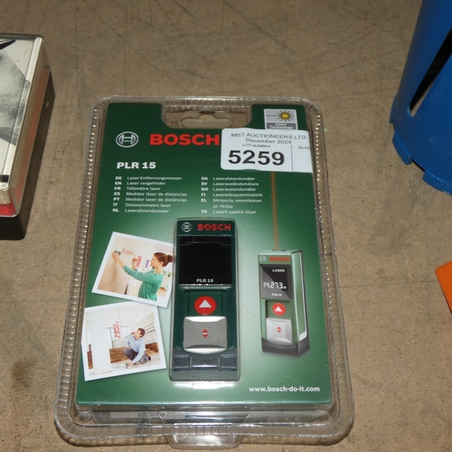 5259 - 1 x Bosch PLR15 laser rangefinder - unused in sealed pack