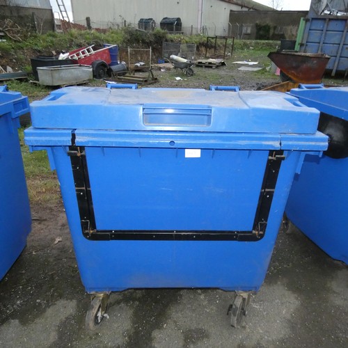 6147 - 1 x Blue wheeled bin with a lift up lid and drop down front