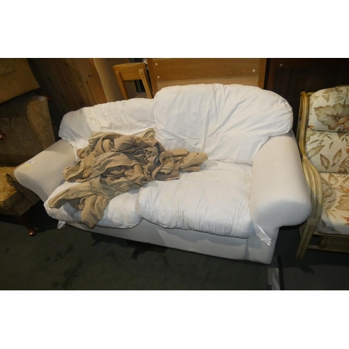 2149 - 1 x sofa approx 195cm wide supplied with loose covers which require refitting