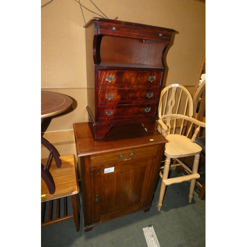 2177 - 1 x dark wood cabinet with 1 x drawer / 1 x door approx 60 x 40 x 77cm high and 1 x other small dark... 