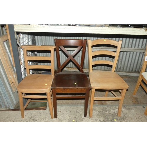 2185 - 3 x various wooden dining chairs