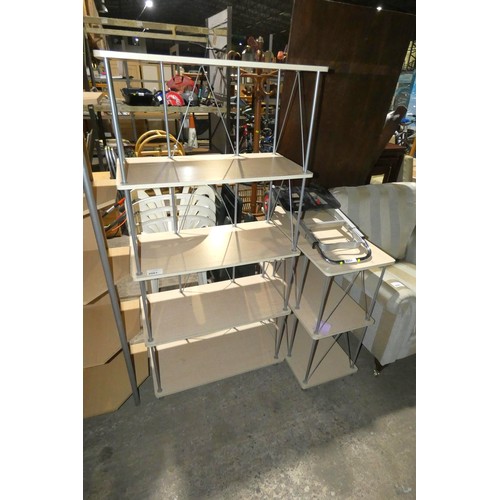 2061 - 2 x wood effect / metal shelf units - 1 at approx 80 x 40 x 167cm high and 1 at approx 80 x 40 x 87c... 