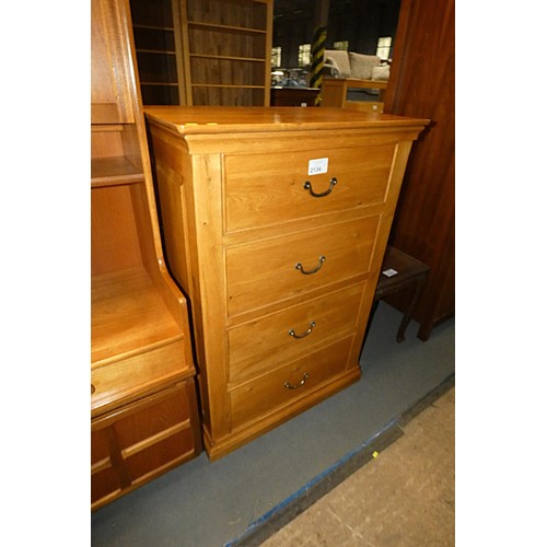 2134 - 1 x Oak chest of 4 drawers approx 80 x 45 x 116cm high