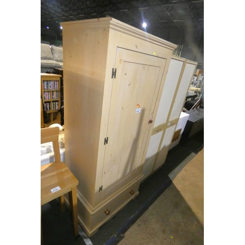 2139 - A painted Pine two part cupboard with 1 door above and 1 drawer below approx 80 x 60 x 191cm high an... 