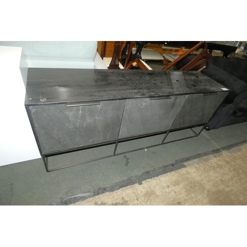 2142 - 1 x West Elm black media console approx 173 x 46 x 67cm high