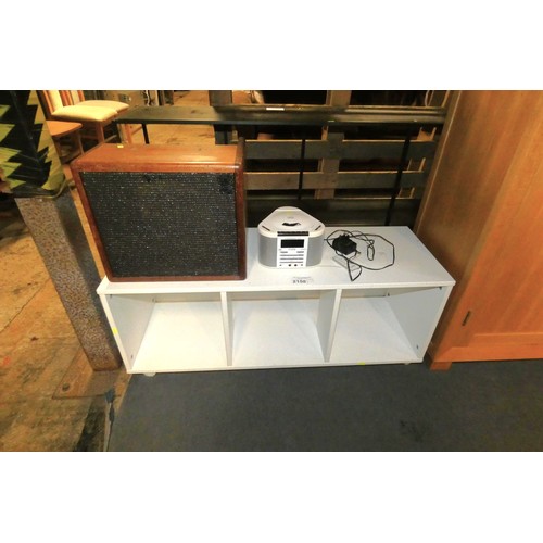 2158 - 1 x white vinyl record storage cabinet approx 100 x 35 x 40cm, 1 x Chronos Pure DAB / CD player 240v... 