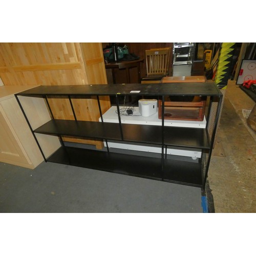 2183 - 1 x horizontal black metal rack / shelf unit approx 157 x 28 x 77cm high