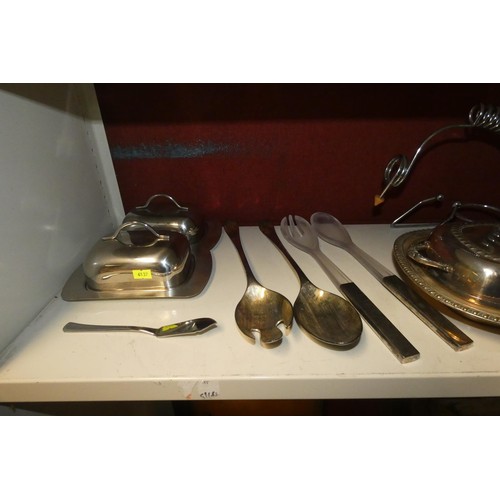 3001 - A silver plated entre dish, a silver plated ice bucket and a quantity of miscellaneous silver plated... 